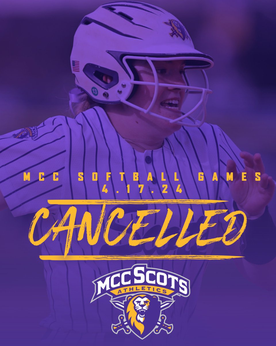 Tomorrow's Softball games against Highland Community College have been canceled - no date has been set for a makeup. Just a heads up. #ScotPride