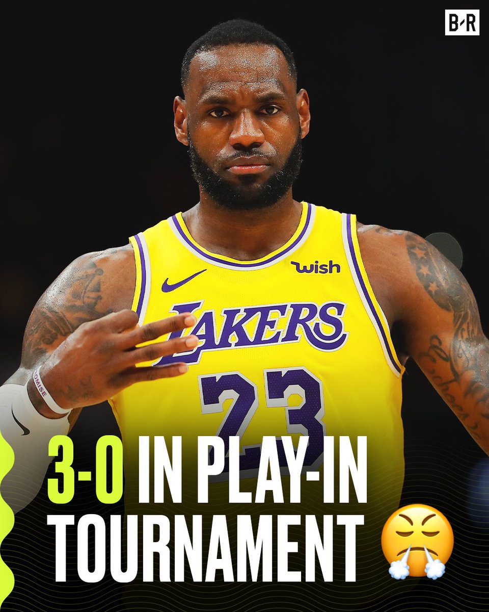 BleacherReport's tweet photo. LeBron and the Lakers have NEVER lost a Play-In Tournament game 😤 https://t.co/PjWDUHuXfL