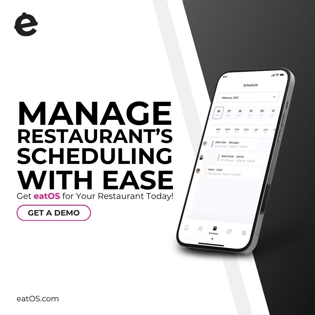 Whether you're juggling shifts or optimizing staff allocation, effective scheduling is the key to operational success. Get a demo: bit.ly/3xxde0B

#WorkforceManagement #Scheduling #Efficiency #eatOS #restaurantmadesimple