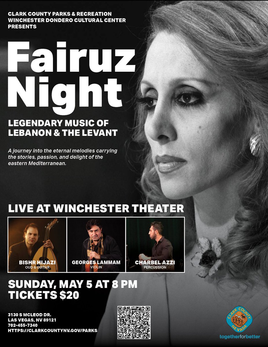 🗓️ Mark your calendars! On May 5th, immerse yourself in the soul-stirring melodies of Arab music. 🎶 Bishr Hijazi Arab Enembe will take the stage at the Winchester Dondero Cultural Center from 8:00 PM to 9:30 PM.🎟️ Tickets: $20. Get yours now! 🎫 web2.myvscloud.com/wbwsc/nvclarkc…