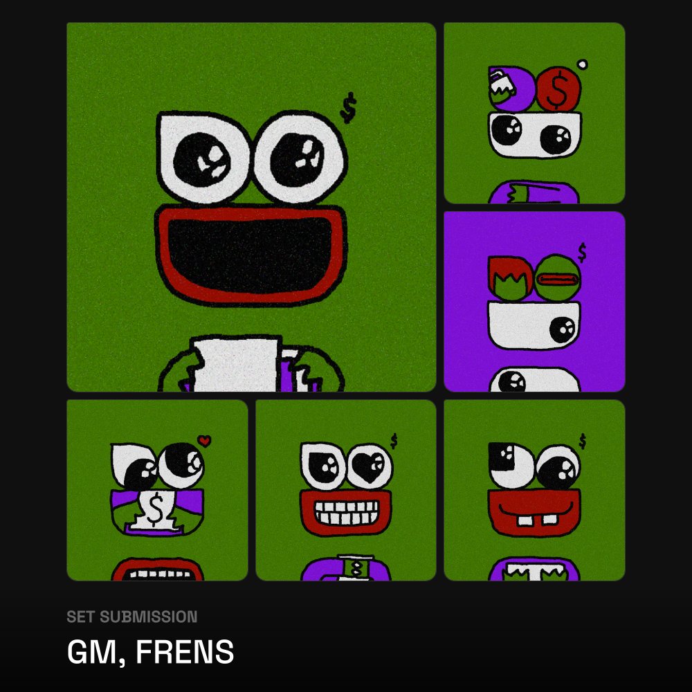 New Curated Set: 'GM, FRENS' Print Editions by @Darkfarms1