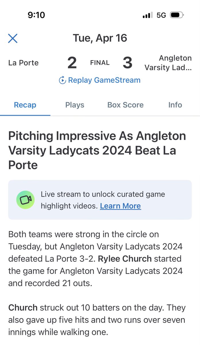 2025 Rylee Church with a 10k Strikeout Game in the ⭕️ to help her team win! <a href="/Rylee_Church00/">Rylee Church</a> <a href="/ExtraInningSB/">EXTRA INNING SOFTBALL</a> <a href="/SSN_Softball/">Sidelines - College Softball 🥎</a> <a href="/PG_Softball/">Perfect Game Softball</a>