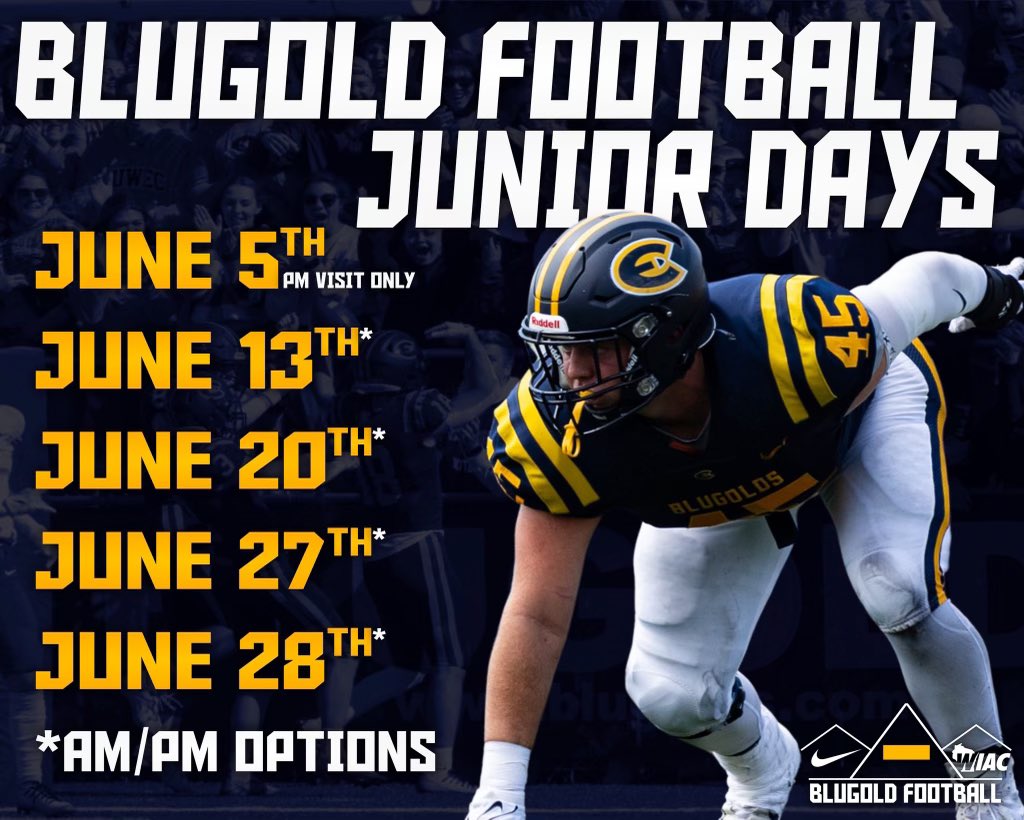MckadeNaus's tweet photo. Thank you to @CoachHoover9 and @UWECFootball for the Junior day invite! I am really looking forward to getting back on campus! @Coach_Yos @CoachE_Blugolds @CoachSaboFIST @CoachSco355 @CHSFootball100 https://t.co/E4aW4nnpHQ