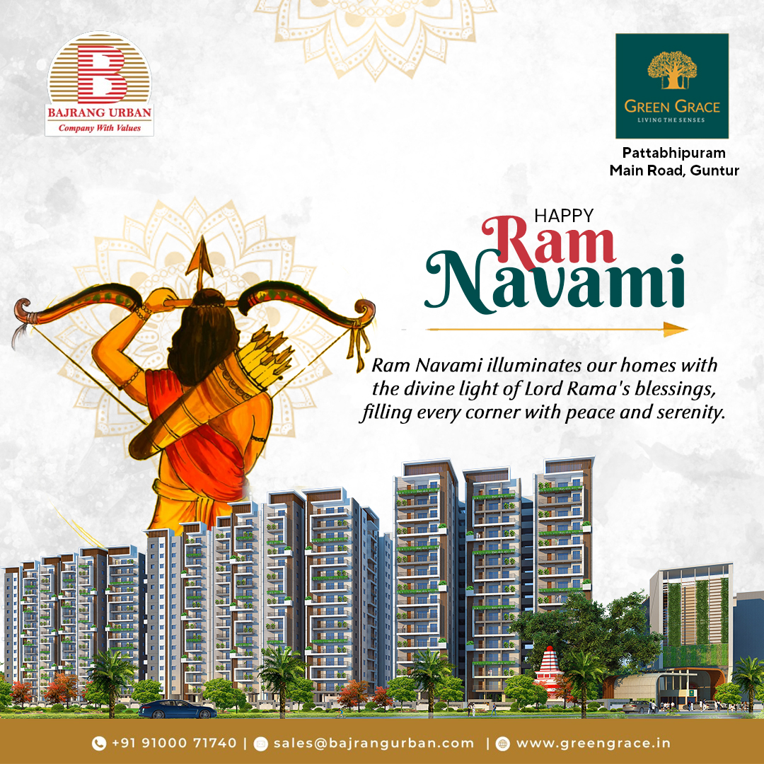 Let's embrace the spirit of Lord Rama's teachings, fostering harmony and tranquility within our households.

#HappyRamNavami #DivineBlessings #LordRama #PeaceAndSerenity #DivineLight #SpiritualHarmony #BlessingsOfRamNavami #FestiveJoy #SacredOccasion #Greengrace