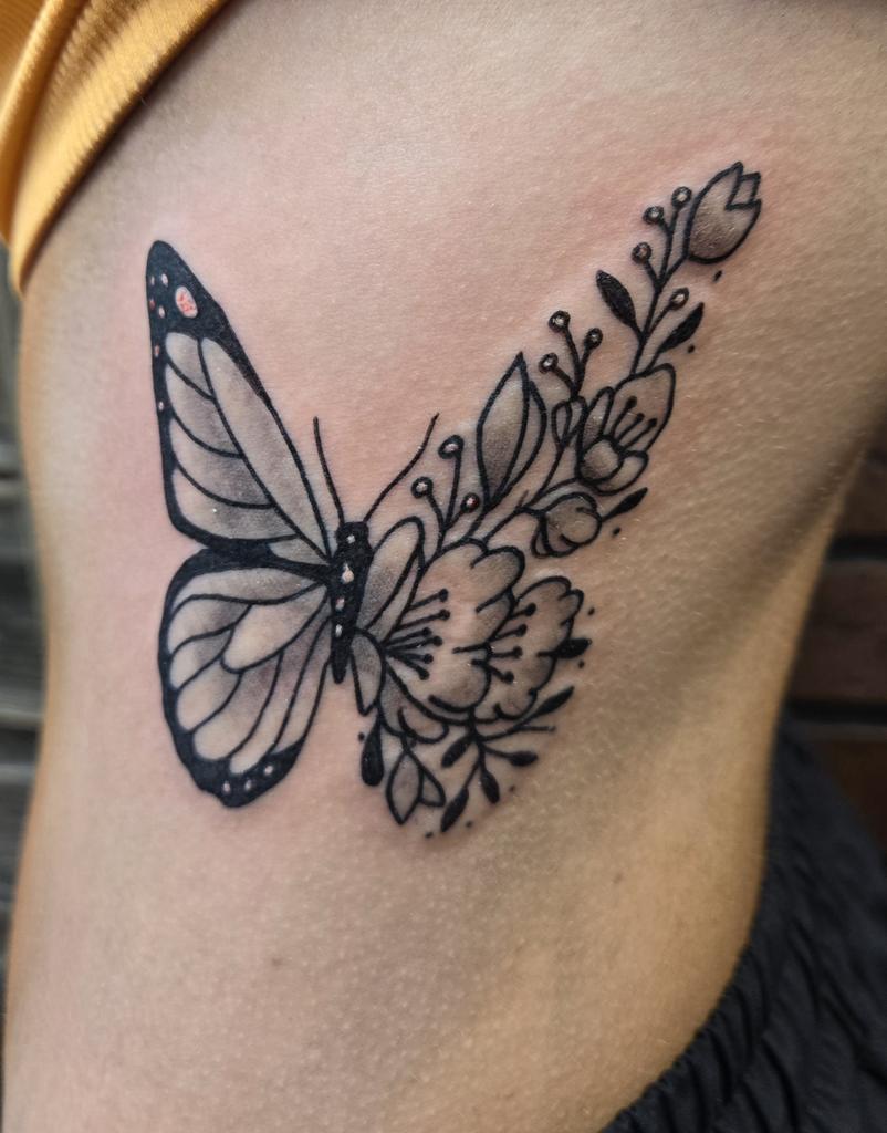 TattoosByBee's tweet photo. Rib Tattoo I did today at Bulletts Ink in Mt Airy MD. ##TattoosByBee #BullettsInk #mtairymd #butterfly https://t.co/9rciXHX0CL
