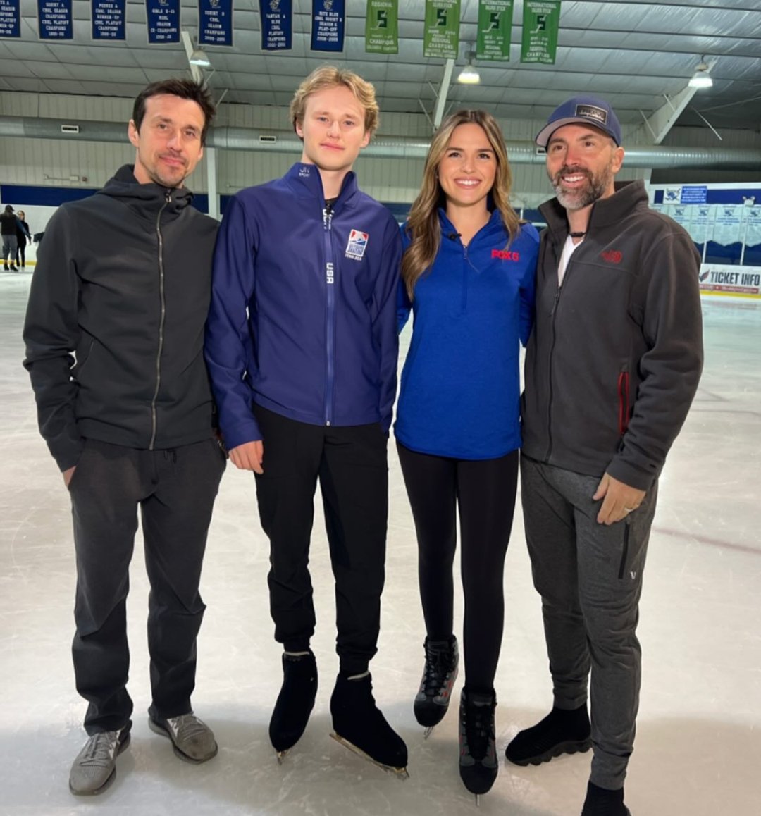 Ilia with his dad, Roman Skorniakov, and reporters of @fox5dc for an  upcoming program 📸 michaelweiss2