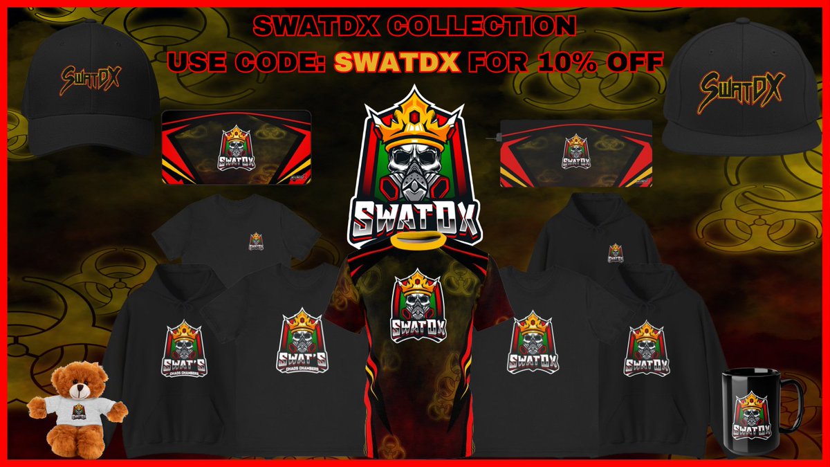 MASSIVE ANNOUNCEMENT!!!

i have got the SwatDx Merchandise store up and ready for people to start purchasing things whenever they choose to and if you use the code "SWATDX" you get the 10% Discount.

player1apparel.com/collections/sw…

Thanks to <a href="/ApparelPlayer1/">Player1Apparel</a> for setting this up for me.