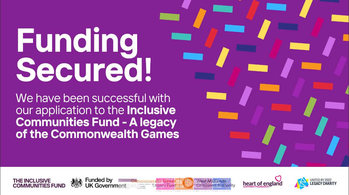 Exciting news! We're thrilled to announce our £6k grant from the #InclusiveCommunities Fund—a £9M initiative inspired by the Commonwealth Games.  We're ready to make a lasting difference in #birmingham! 💙 Thanks for ensuring we can continue to deliver our service