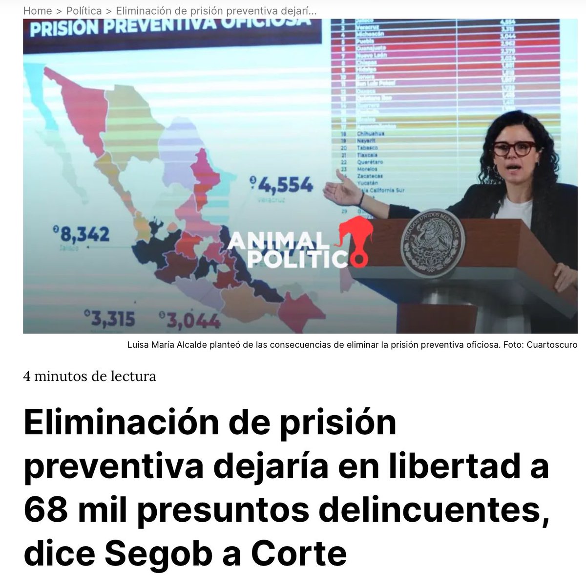 🚨 Secretaria de Gobernación: ¿Protegiendo la seguridad o violando derechos humanos? 🧑‍⚖️👮‍♂️ La secretaria de Gobernación, Luisa María Alcalde, advierte que eliminar la prisión preventiva oficiosa dejaría en libertad a 68 mil 'presuntos delincuentes'. 😱 Sin embargo, su discurso…