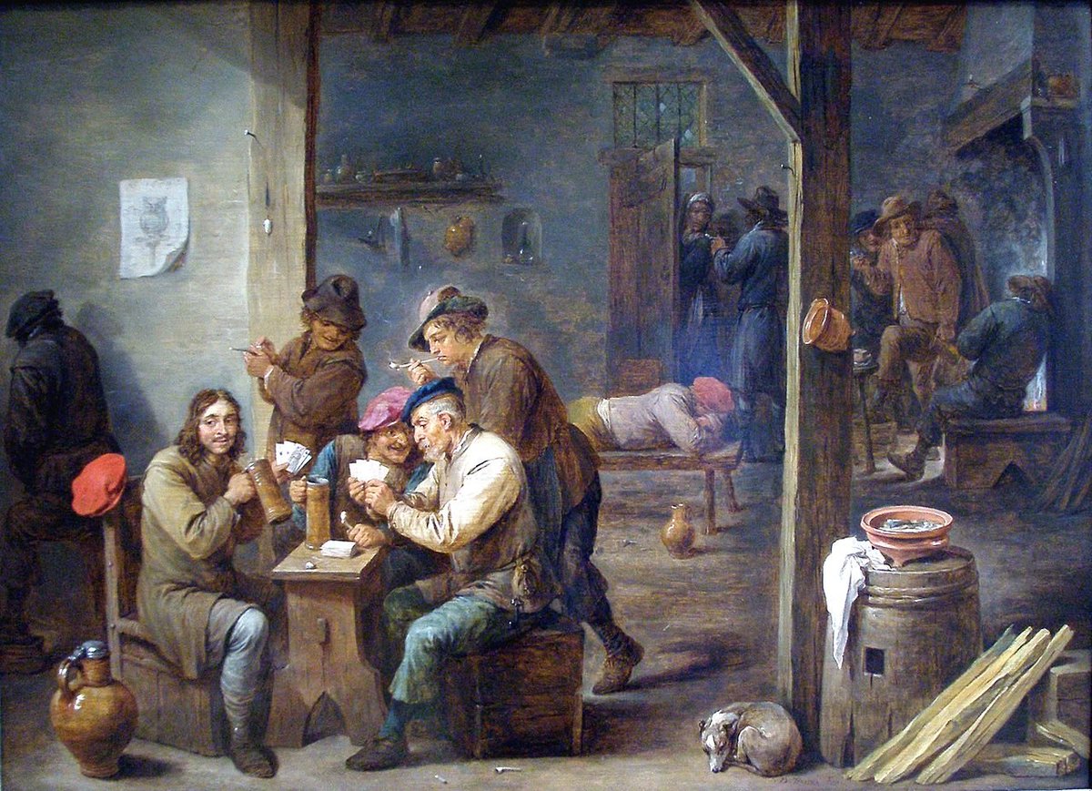 Something lovely about logging on and checking in with everyone on long evening, just to discover that all manner of wholesome ordinary things have been going on all day. Good folks. Tavern Scene by Flemish artist David Teniers, c. 1658