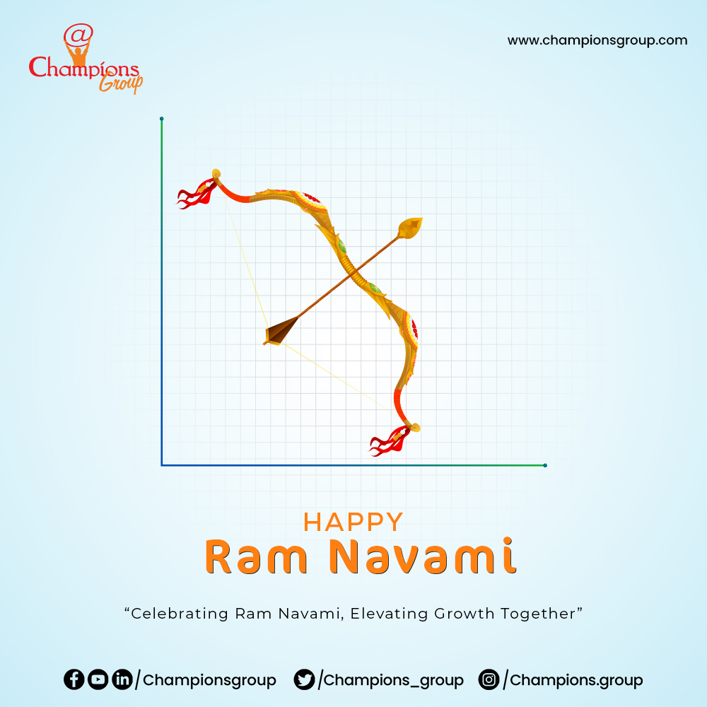 #HappyRamNavami from Champions Group! Let's unite in the spirit of growth and prosperity, inspired by Lord Ram. May this day bring joy, positivity, and harmony to all.  #RamNavami #ChampionsGroup #Unity #Success