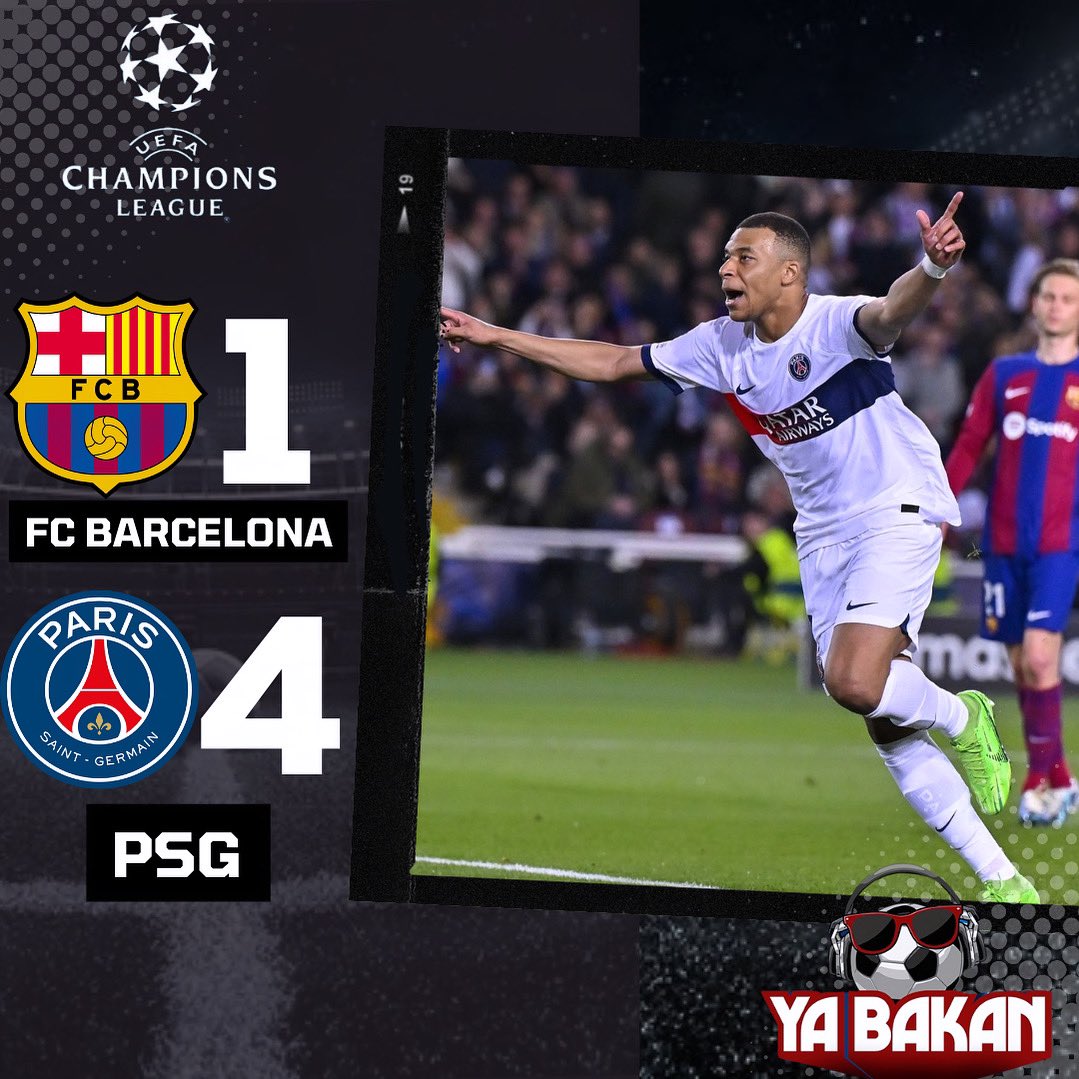 Yabakan_'s tweet photo. PSG A SEMIS DE LA CHAMPIONS LEAGUE‼️💥

¡El PSG elimina al Barcelona de la Champions League! Los franceses ganan con un marcador global de 4-6.

⚽️Raphina🇧🇷
⚽️O.Dembele🇫🇷
⚽️Vitinha🇵🇹
⚽️⚽️K.Mbappe🇫🇷

#championsleague #europa #futbol #europeansoccer #soccer #yabakan #latinos https://t.co/GLfHzPEWtY