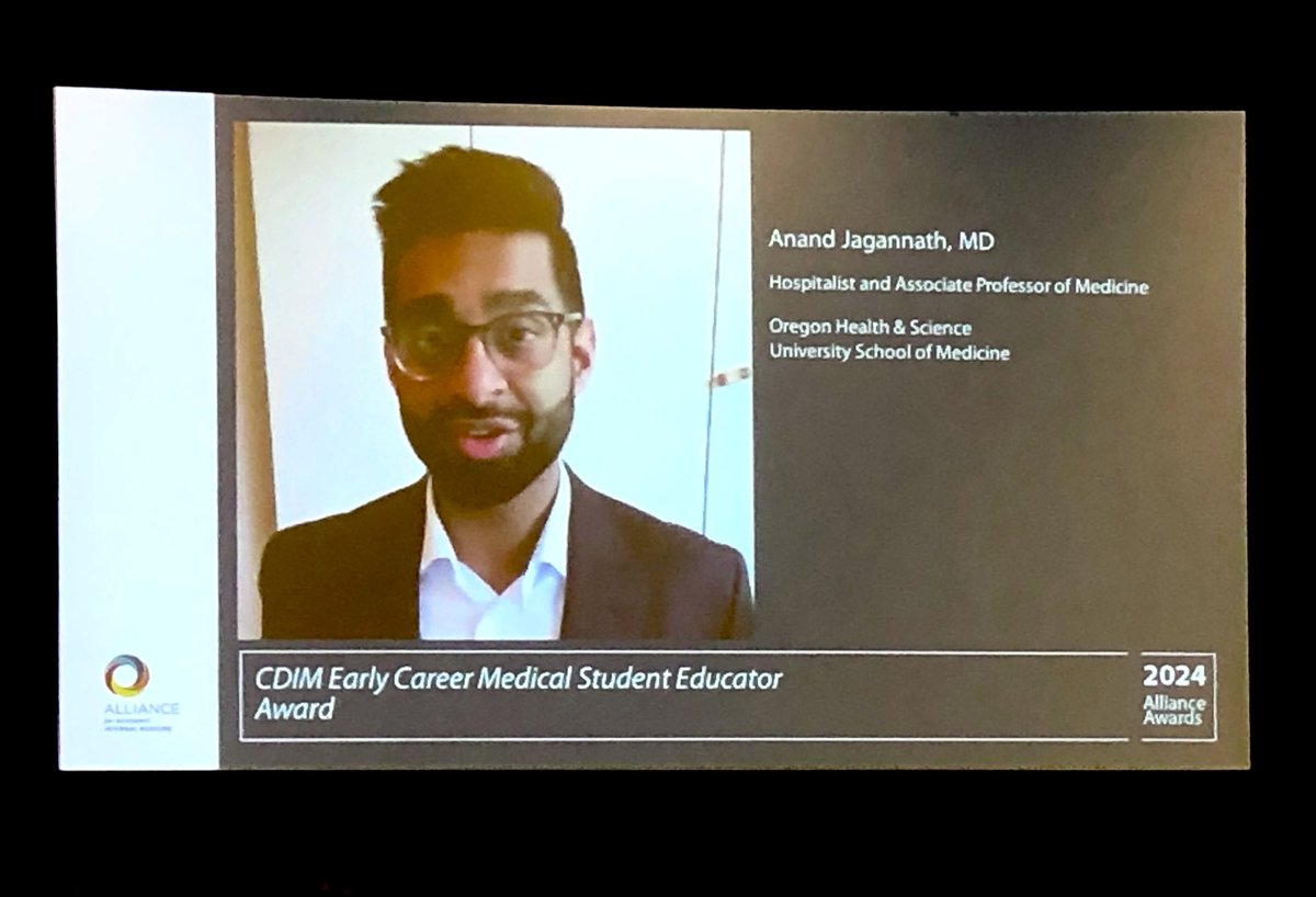 Incredibly grateful and honored to receive this award from @AAIMOnline at #AIMW24. So many amazing educators awarded including good friends like @buckeye_sanjay! 🙏🏽to medical students, who make my career a reality ❤️the #MedEd and #teachdx fam