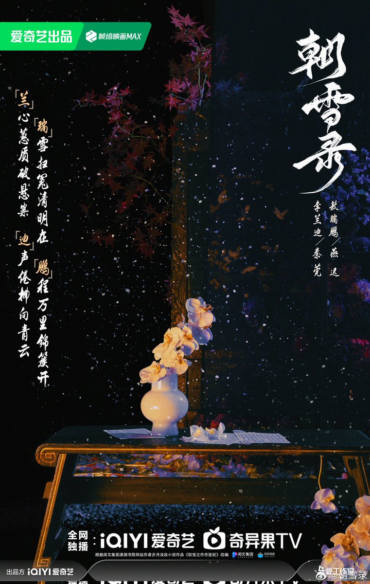 Adapted from Bu Yue Qian Zhuang's novel 《权宠之仵作医妃》, drama #朝雪录 release new concept poster and announced #LiLandi #AoRuipeng as lead cast.
