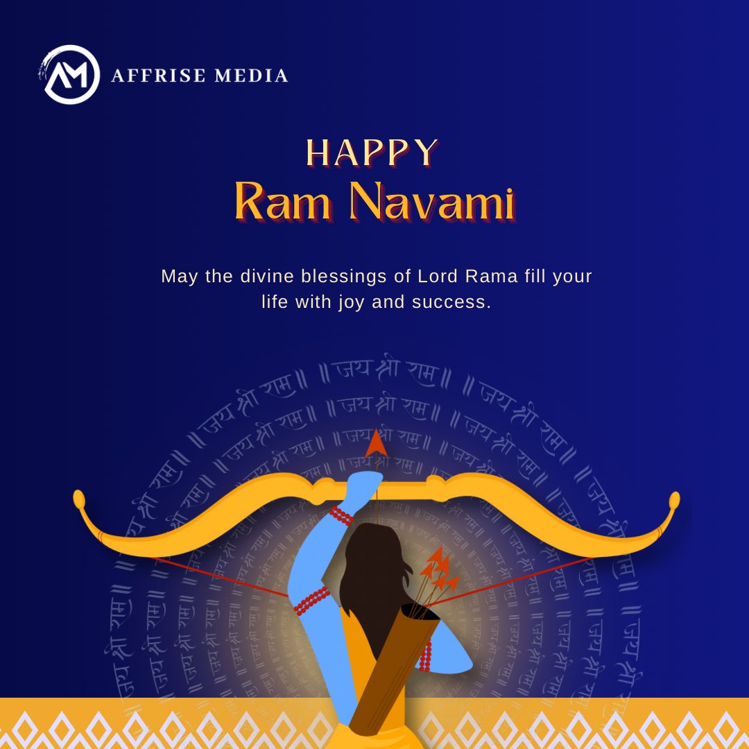 AffriseM's tweet photo. May the divine grace of Lord Rama illuminate our lives on this auspicious occasion 🙏✨

#affrisemedia #ramnavami #jaishreeram #lordrama #indianfestival https://t.co/pGDS5QeG48