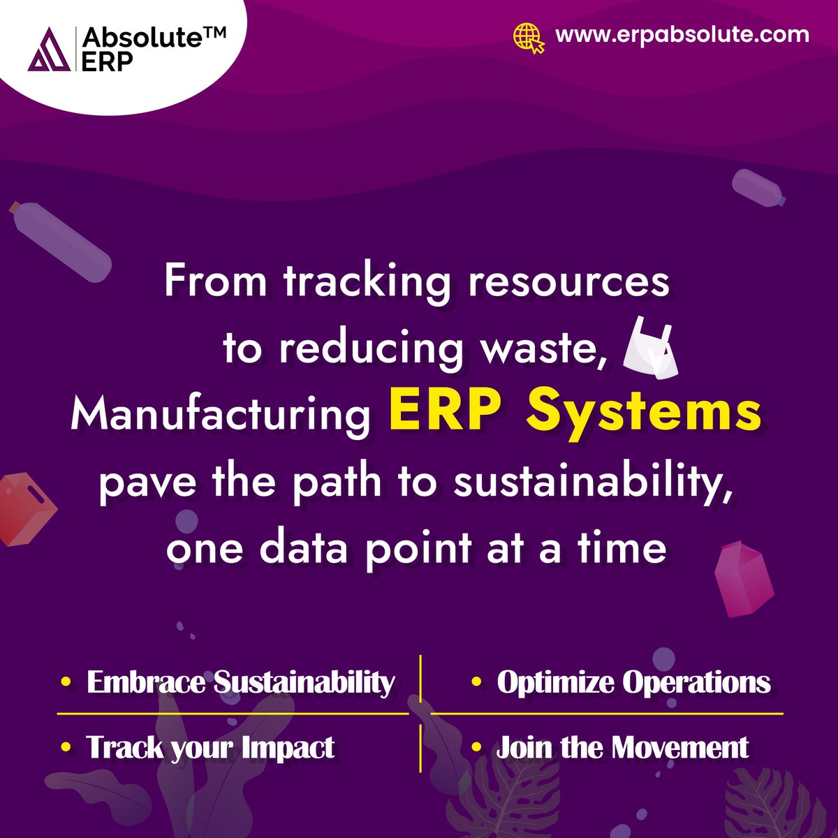 Discover how Manufacturing ERP systems are leading the charge in sustainability by tracking resource usage, reducing waste, and achieving environmental goals. Learn more- shorturl.at/dilL5

#Manufacturingerpsystems #ERPsystems #goals #erpsoftware #manufacturingerp