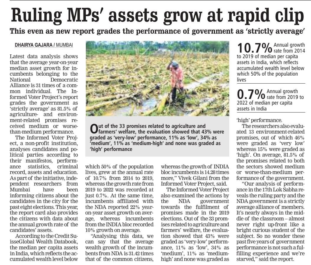 #Election2024 Data ananlysis shows that #NDA MPs’ wealth grows annually 31 times that of common people, whereas #INDIA bloc MPs record 14.28 times wealth growth every year. Read the full story here- freepressjournal.in/india/lok-sabh…