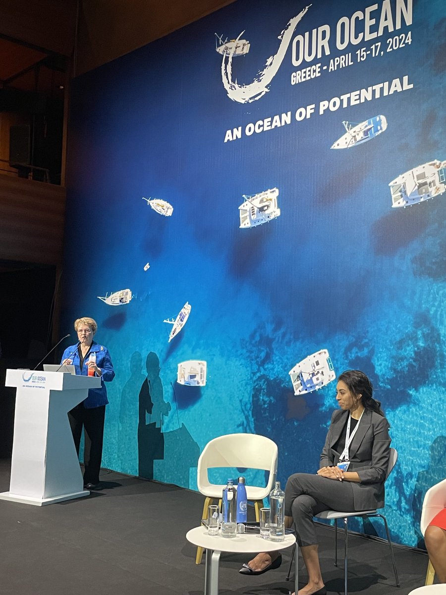 ⁦@JaneLubchenco⁩ announces new ocean climate solutions in collaboration with high level panel and us climate ocean program at #ourocean2024