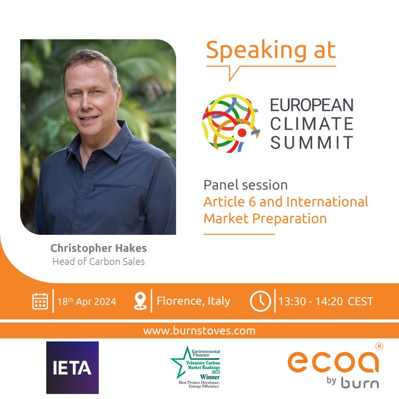 Our Head of Carbon Sales Christopher Hakes will be speaking on Article 6 and International Market Preparation at the European Climate Summit on the 18th of April in Florence Italy. Connect with us:carbon@burnmfg.com #CarbonMarket #Cleancooking #EuropeanClimateSummit