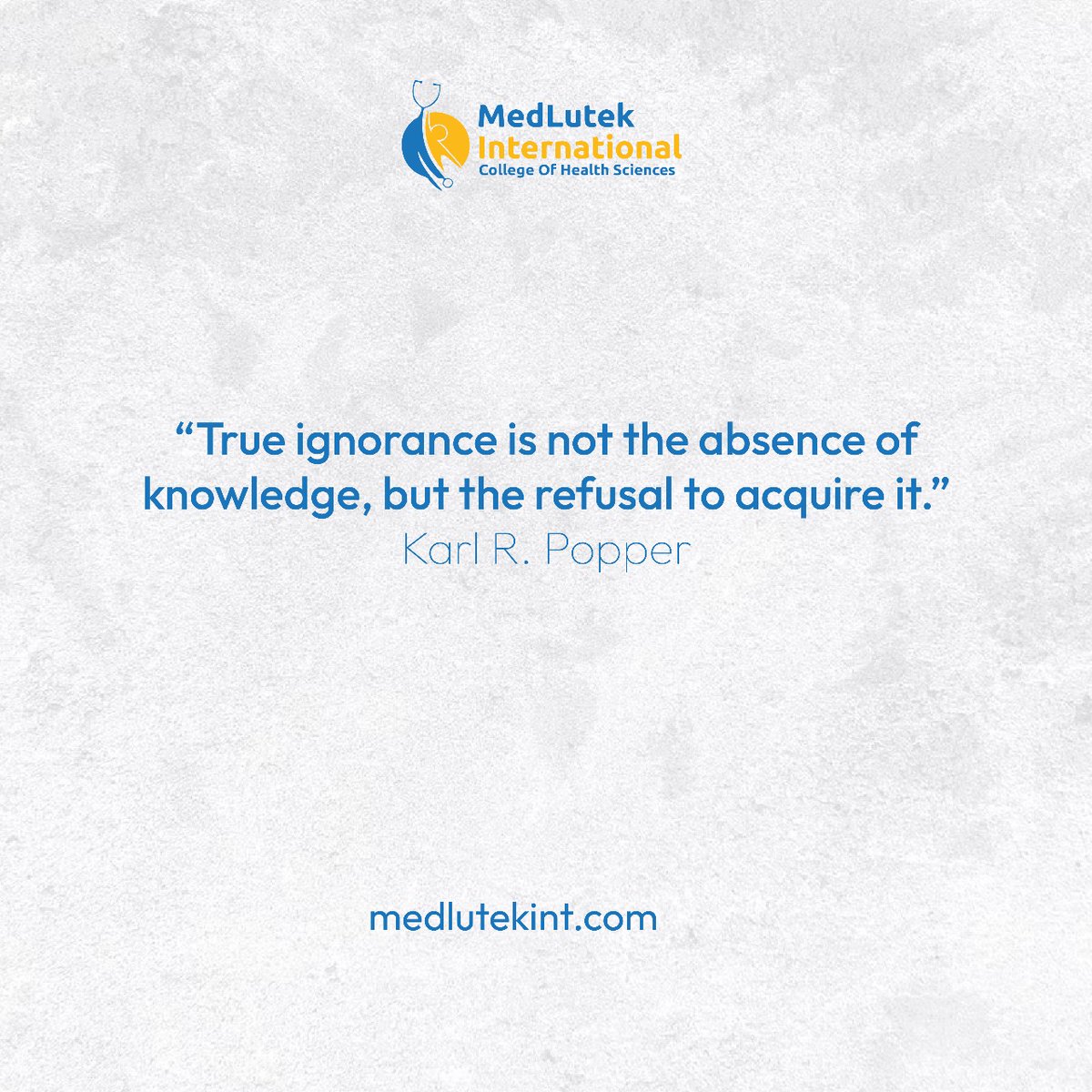 #WisdomWednesday 

True ignorance isn't about what you don't know, but rather, what you choose not to learn.

#Medlutekcares #Healthcarelearning