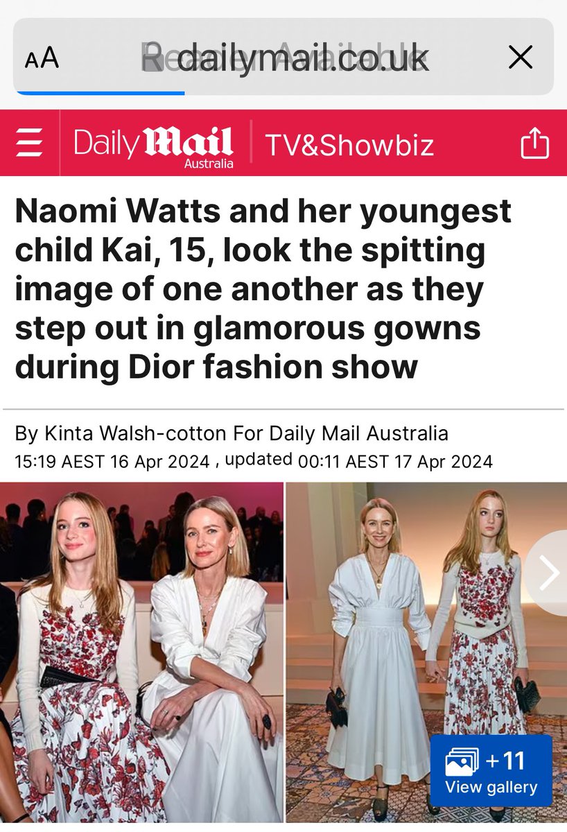 Another Hollywood celebrity transitions their child 

A male child of Australian actress @NaomiWatts_ , Kai formerly known as Samuel, attends Dior show in full high fashion regalia 

Watts shares Kai and another son, Alexander, with ex-husband @LievSchreiber