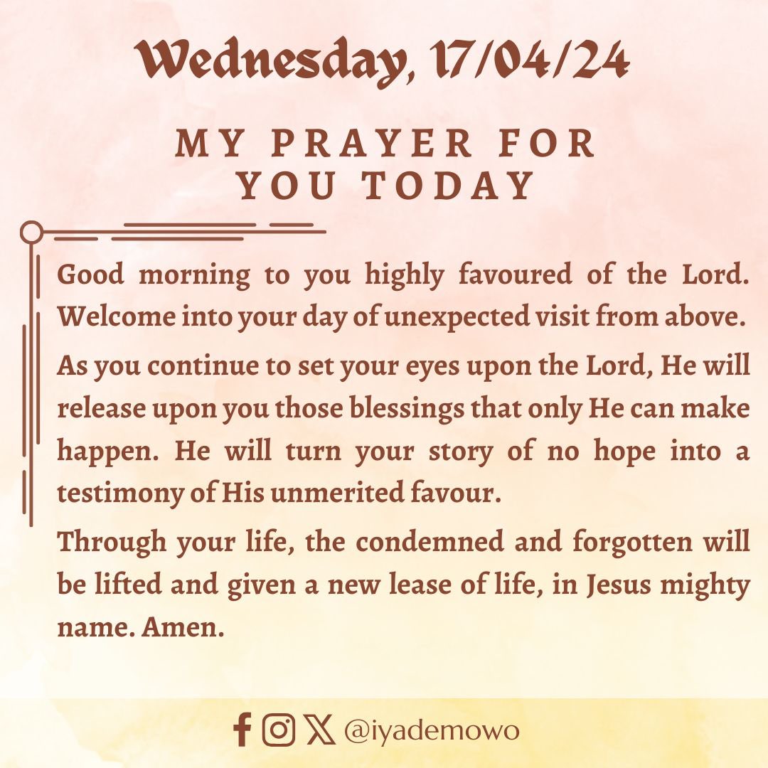 iyademowo's tweet photo. My Prayer for you today

#prayer #myprayertoday #prayingthrough #iyademowo #2024 #yearoffullrestoration #mpfyt #pbths https://t.co/l5BwnlEYse