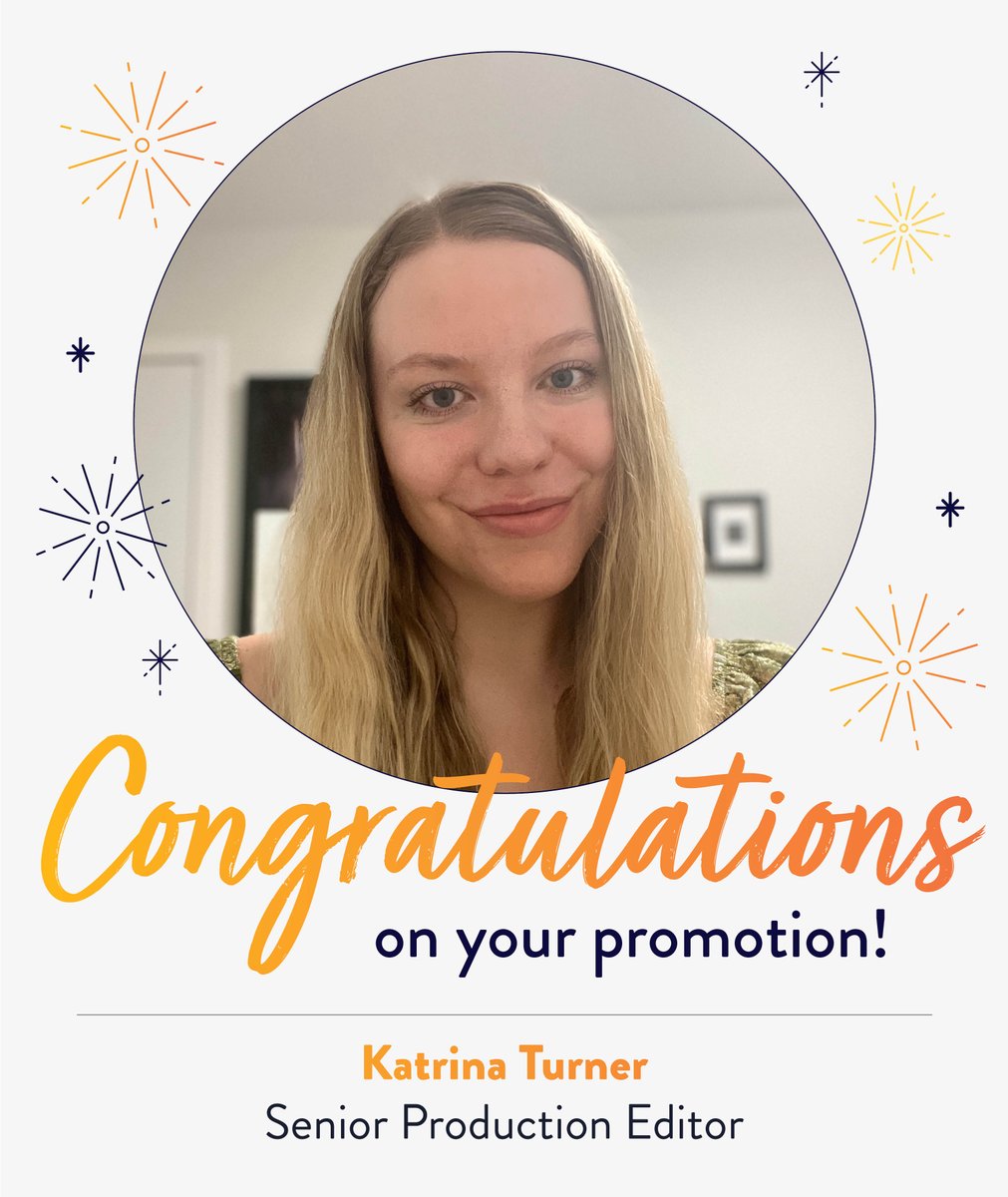 🌟Katy Turner has been promoted to Sr. Production Editor! 📚She truly embraces the pace of creativity required to manage project work from start to finish. She sees both the big picture & the details, & is a powerhouse of knowledge for all she works with. 🌟Congrats, Katy!