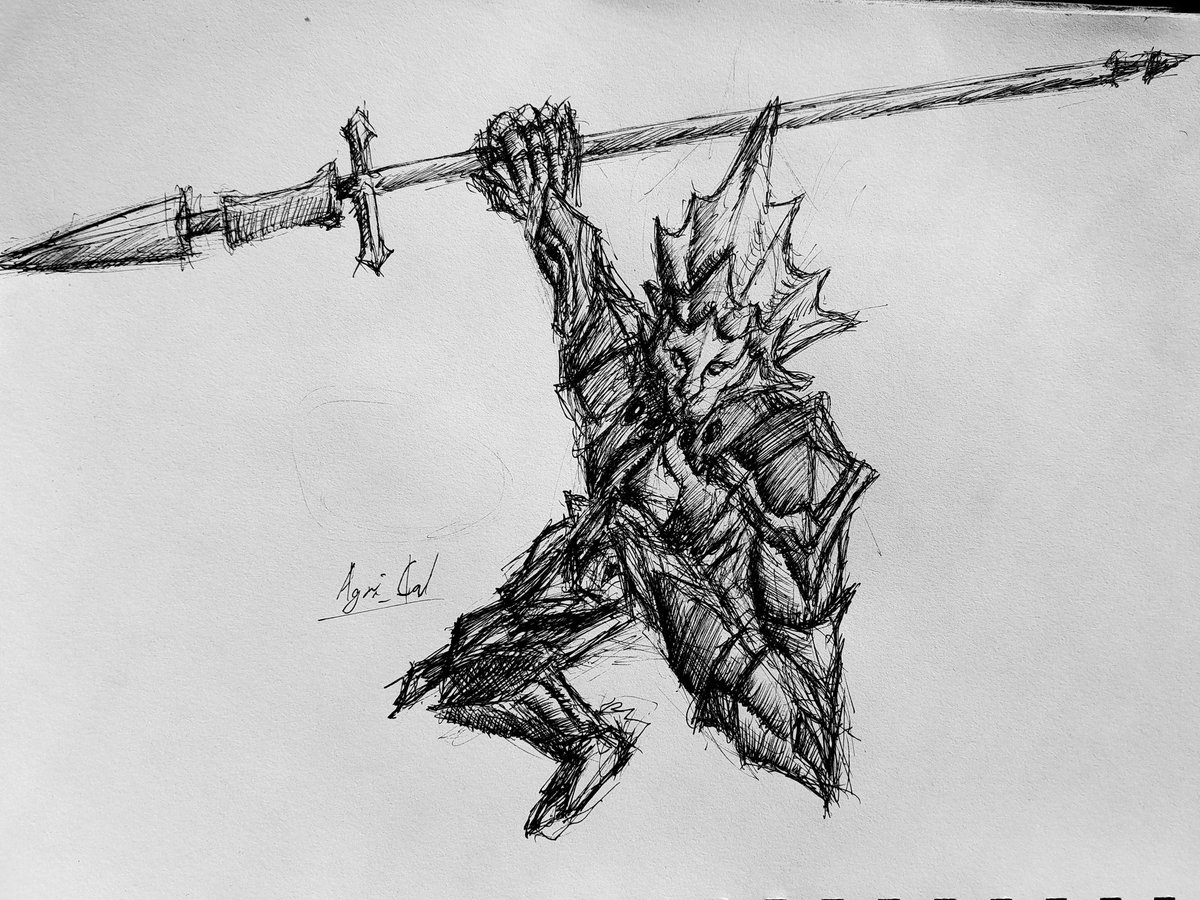 Lemonrob1's tweet photo. Enjoy this bungass sketch of Dragonslayer Ornstein. https://t.co/6PGZvatG76