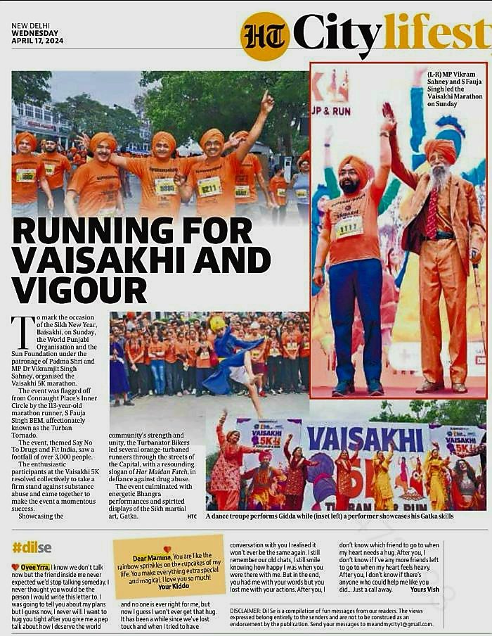 Over 3000 participants ran 5KM Baisakhi Marathon #SaynotDrugs #Chardhikala @sunfoundationIn announced 500 prejob letters for graduates youth in various banks after 2 months free training #skillforjobs