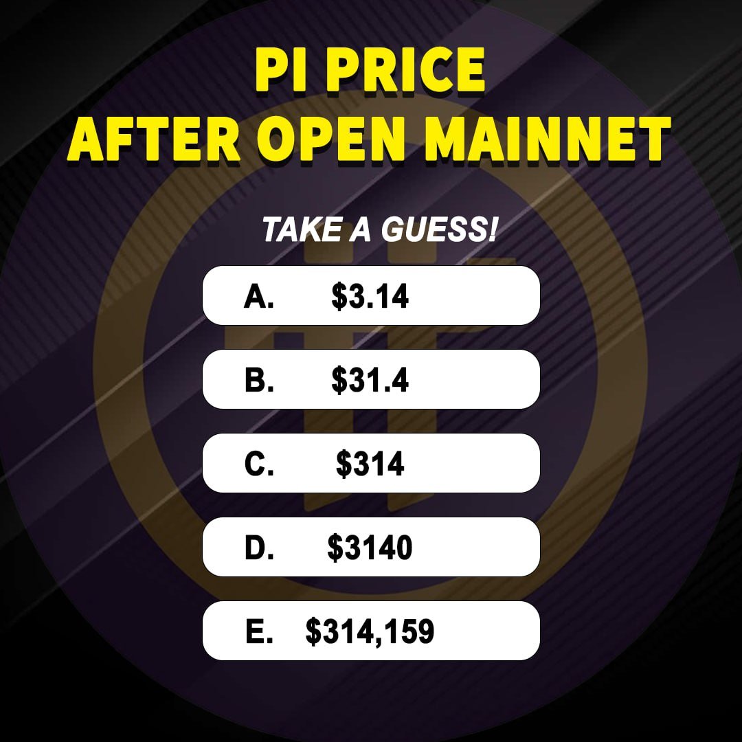 What do you think the price per $Pi will be after 𝗼𝗽𝗲𝗻 𝗺𝗮𝗶𝗻𝗻𝗲𝘁? 
#PiNetwork2024  #PiCoreTeam  #Pigame