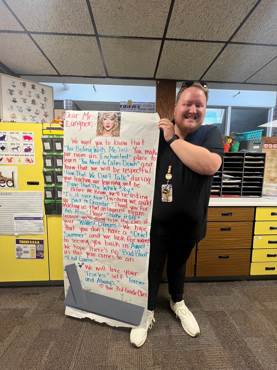 This teacher (me 🤪) was having a rough week, due to some personal reasons. I came back into my room from being gone and my students made me this. Happy Tears were shed. They know I’m a swiftie <a href="/taylorswift13/">Taylor Swift</a> 🖤💜🖤