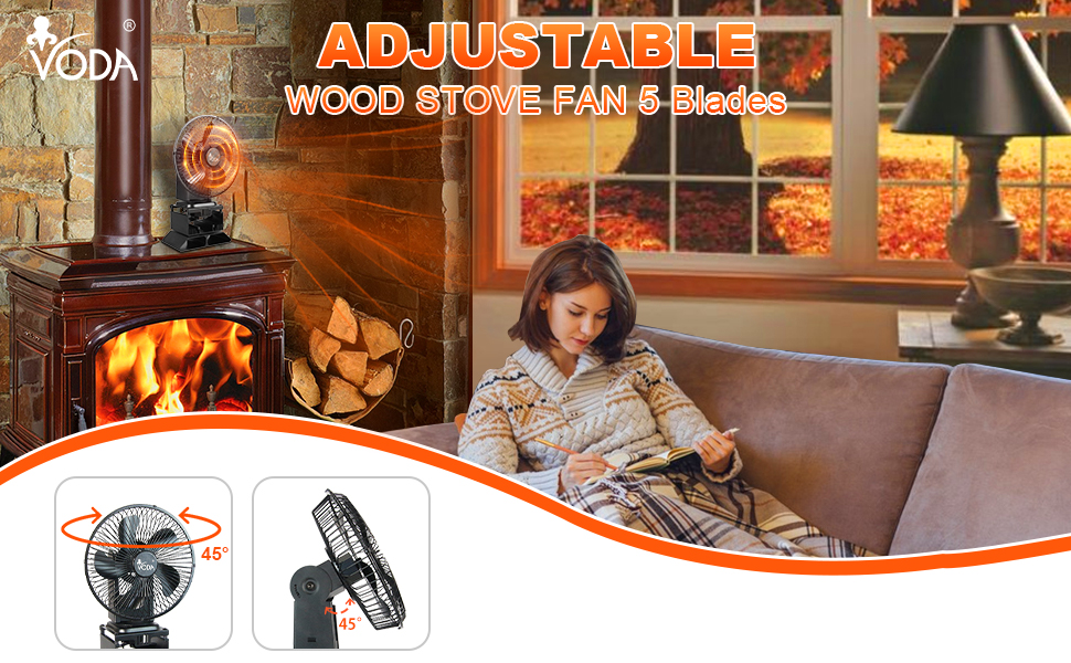 VODA Self-oscillation log-burning stove fan with shell protection, Effectively disperse heat. #fireplace #Comfortable #cozy #warmroom #woodburning #stovefan