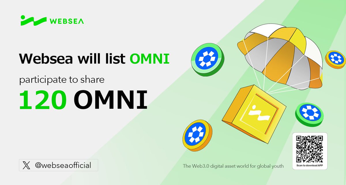 webseaofficial's tweet photo. 🥳 Websea New Listing
   $OMNI will be listed on the Websea spot trading section! 
@OmniFDN

⏰ Deposit opening time: April 17th, 12:00 (GMT+8)
⏰Trading opening time: April 17th, 20:03 (GMT+8)

👉 Let’s trade: 
https://t.co/3gfaXiQwKY

🏆And this time, don’t miss out on the opportunity to win a share of 120 OMNI!

⏰Event duration: April 17th, 12:00 - April 24th, 12:00 (GMT +8)

🔍Read and participate:
https://t.co/qZUFXMTbcm

🎁Draw 3 winners to share 30U
✔️ Follow, like
✔️ Retweet
✔️ Tag 3 friends