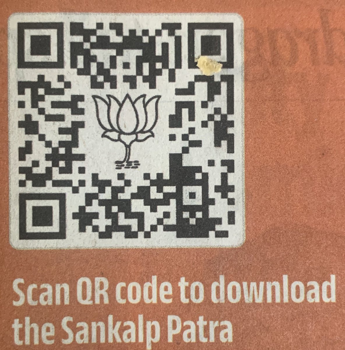 Dear all, kindly #scan #QR code to #download #SankalpPatra which is #ModiKiGaurantee #manifesto2024 

#AbkiBaar400Baar #AbkiBaar400Paar