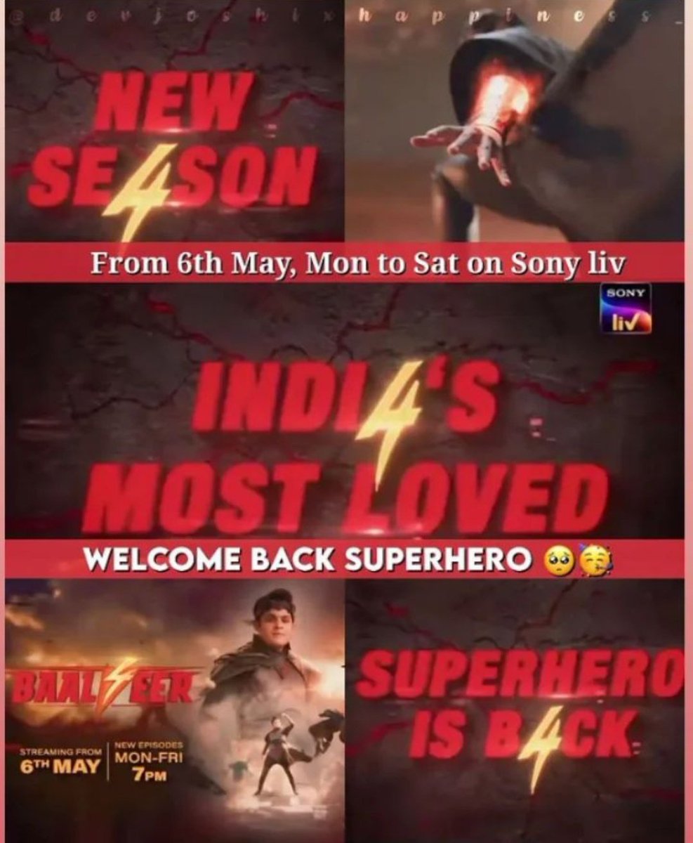 AlbasharAl82324's tweet photo. Watch #Baalveer4 Streaming from 6th May, Mon-Fri 7PM , Exclusively On #Sonyliv #Baalveer #Baalveer4onSonyliv #WacthBaalveer #Devjoshi @devjoshi10 #Season4 #برشلونه_باريس #TSTTPD #bbtvi #세븐틴_오피셜포토_바로여기 #دوري_أبطال_أوروبا #Iamback https://t.co/tvhnPu4R52