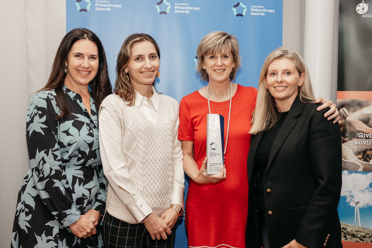 FutureGenInvest's tweet photo. We are delighted to have won the Collaboration Award alongside Seer Data &amp; Analytics and Social Outcomes last night at the Australian Philanthropy 2024 Awards for our Future Generation Global Impact Measurement Initiative. #ausphilawards learn more: https://t.co/vdDNjWmr0B https://t.co/qLqAtCi0dX
