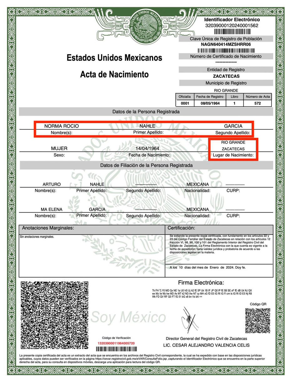 El candidato de la alianza en Veracruz por el Senado @MYunesMarquez fue denunciado por la zacatecana Rocío Nahle por Violencia Política de Género por decirle “zacatecana” Miguel Ángel Yunes le responde compartiendo el acta de nacimiento de @rocionahle y pues dice que es de