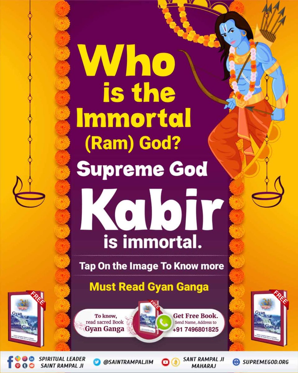 #Who_Is_AadiRam वह आदि राम सतलोक से चलकर पृथ्वी पर आता है, अपनी प्यारी आत्माओं को मिलता है उन्हें सतभक्ति मार्ग समझा कर मोक्ष मंत्र देता है। अधिक जानकारी के लिए पढ़ें आध्यात्मिक पुस्तक ज्ञान गंगा। Kabir Is God youtu.be/vAzKryZEek4?fe…