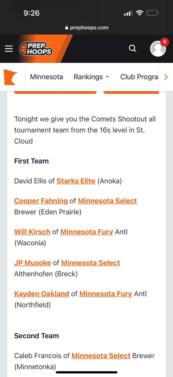 thanks <a href="/RyanJamesMN/">Ryan James</a> for making me first team