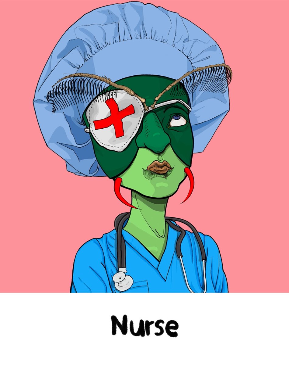 The Nurse.
Bandaging war-torn Grunts and FlyBoys, the Nurse Ant keeps the defence workforce functional. With high-level medical skills and a caring manner the Nurse is one of the most respected Ants in the colony.
#SaveOurSouls #SoulArmy #Solana #NFT 
7 days and counting.
Follow…