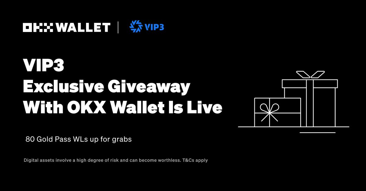 🚀 Join the OKX Web3 Wallet x VIP3 Gold Pass &amp; extra points Campaign Giveaway!  

🌟 @okxweb3 has teamed up with us to give away 80 VIP3 Gold Pass WL. And anyone who completes this quest will be able to freemint the silver Pass and get 20 extra VIP3 points. 
🔗 Galxe:
