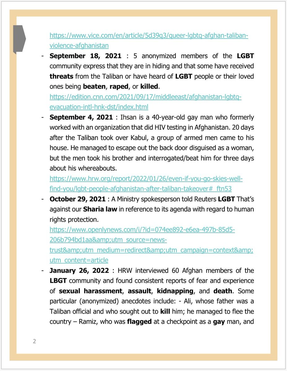 SultanActivist's tweet photo. 1/3

Taliban Activities Against Afghan LGBTQ+ In Afghanistan From August 15, 2021 - April 15, 2022

@Afghani1Rainbow @AfghanLgbt @AFIntlBrk @ARNAUDHADRYS @Artemis_akbary @GabrielAttal @heatherbarr1 @myGwork @BBCBreaking @Patrice2Elias @humanrights1st @hrw @Jeannie_Hartley https://t.co/W0Vh1xCzXc