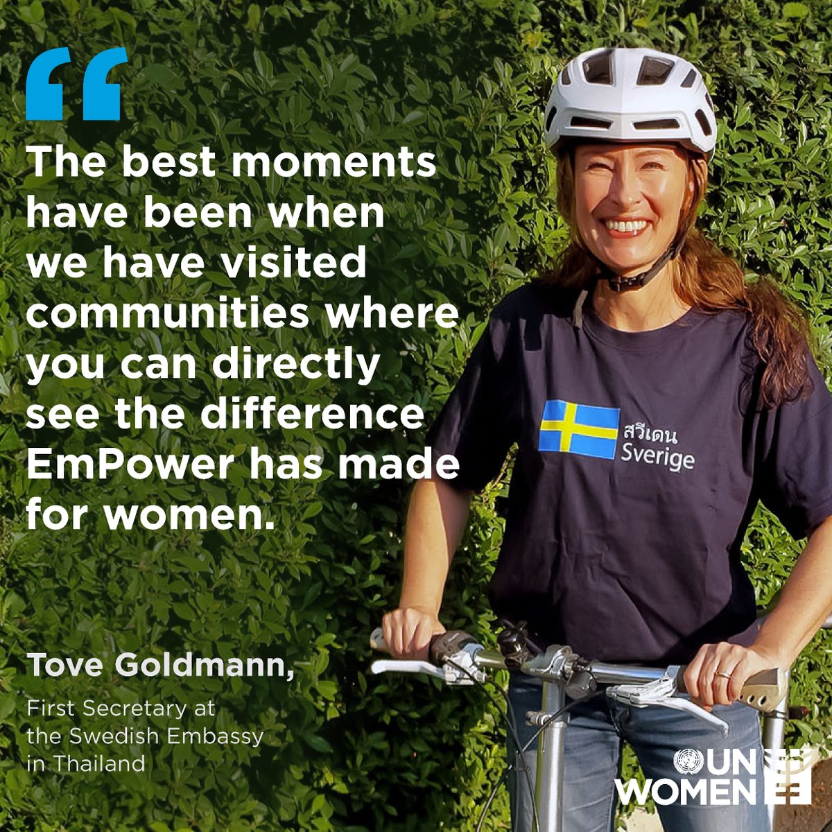 'Climate change is the defining issue of our times.' Tove Goldmann, First Secretary at @SwedeninTH, shares her experience working with UN Women and @UNEP_AsiaPac on a programme that strengthens women's resilience to climate change. More: unwo.men/LGPZ50Rb2K0 🤝 @SwedeninAP
