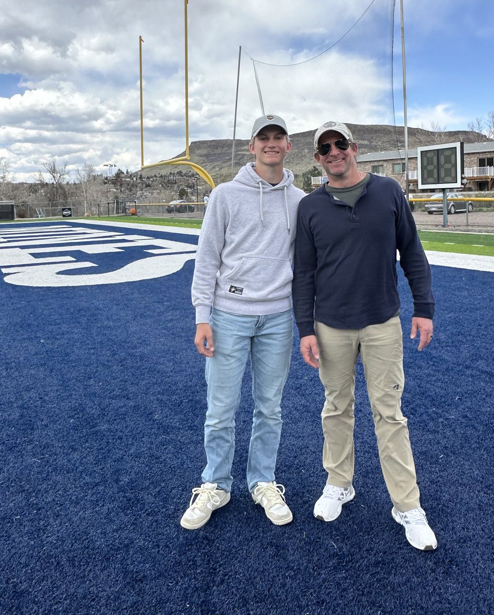 Thank you @coachTthomas6 and @TimBrandon5 for taking time to visit with me after the @MinesFootball spring game. Standing on that field was really something special and just makes me want to work harder to make this a reality! The tour of the school was the icing on the cake. I…