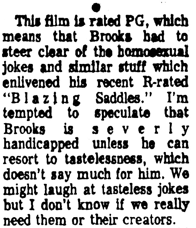 December 17, 1974. The film critic from the Patterson, New Jersey News trashed Young Frankenstein. tumblr.com/oldshowbiz/747…