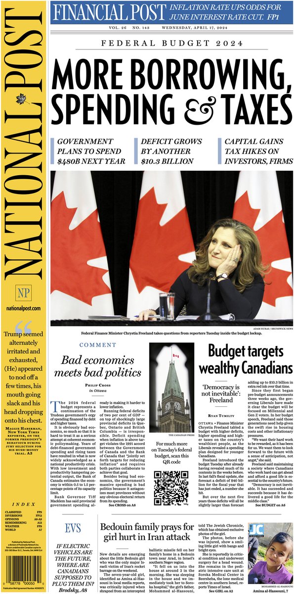 The Post's #frontpage for Wednesday, April 17, 2024.