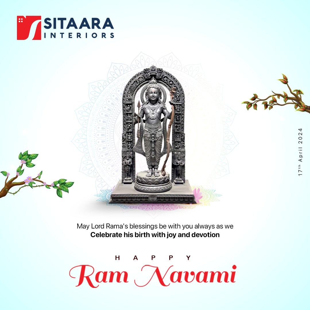 #HappySriRamaNavami! May the divine blessings of #LordRama bring happiness & harmony to your life.

#SitaaraInteriors #ShreeRamNavami #HappySriRamaNavami2024 #SriRamaNavami #Ram #JaiShreeRam #IndianFestivals #RamNavami #Festival #GoodHealth #Happiness #HappyRamNavami #జైశ్రీరామ్