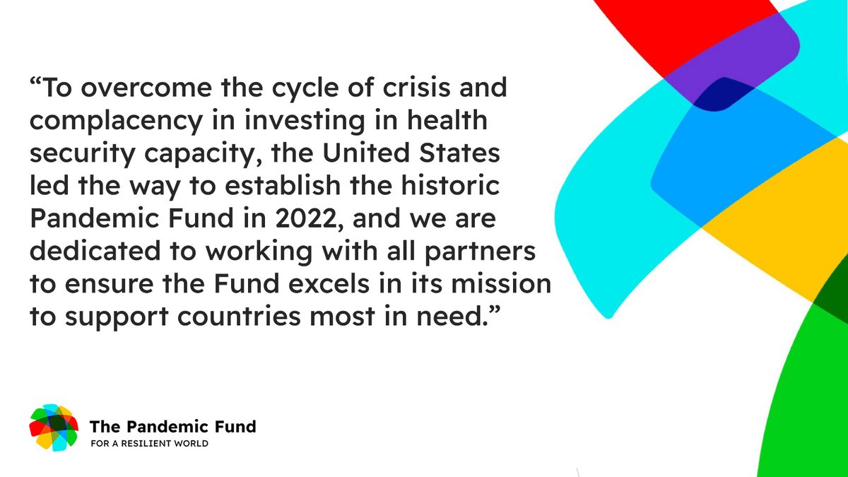 We’re grateful to the 🇺🇸 for its leadership on advancing global health security and strong commitment to the success of the @Pandemic_Fund. Learn more on today’s launch of the 2024 US Global Health Security Strategy: bit.ly/4aUhTbm @WhiteHouse