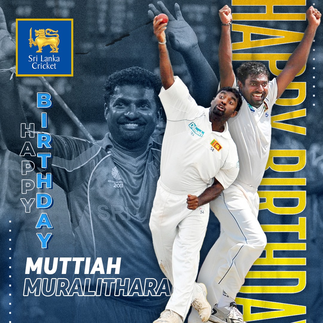 A legend of the game, a champion for Sri Lanka, and the world's highest wicket-taker! We celebrate Muttiah Muralitharan's birthday today. 🎂🎉

#Murali #SriLankaCricket #96Legend
