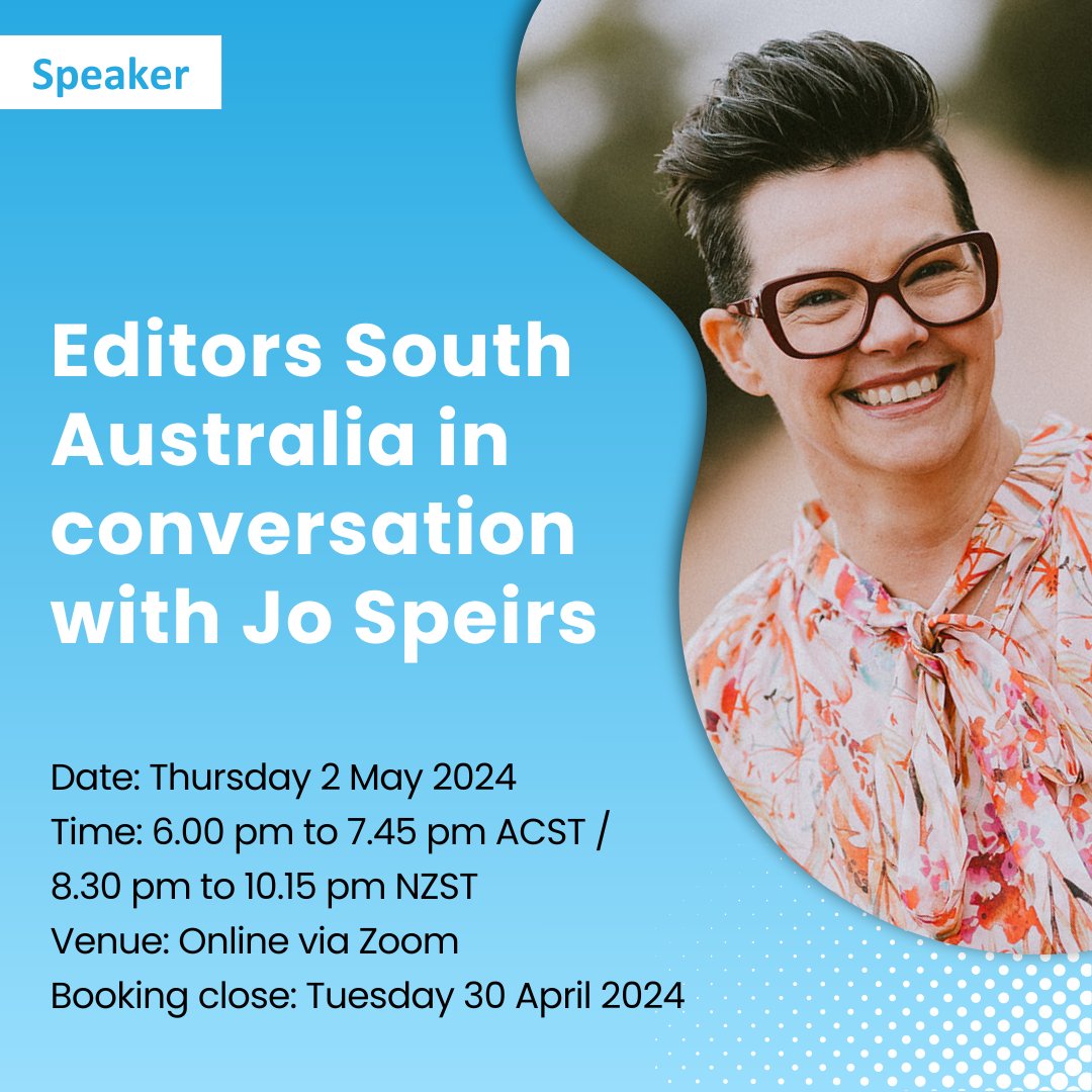 Join us for a special presentation by author and editor Jo Speirs who will discuss her journey to become a romance author. She'll also share her experiences of being an editor and having her work edited. Book today: iped.memnet.com.au/MemberSelfServ…